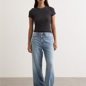 rag & bone Logan Mid Rise Wide Light Weight Zip Fly Women's Jeans SZ 31